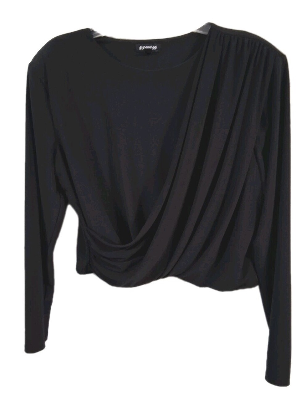 Black Express Long Sleeve Shirred Waist Womens Top, XL, EUC